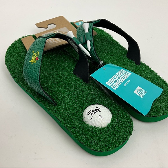 REEF Mulligan II Bottle Opener Golf Sandals with Golf Tees NWT - Picture 3 of 12